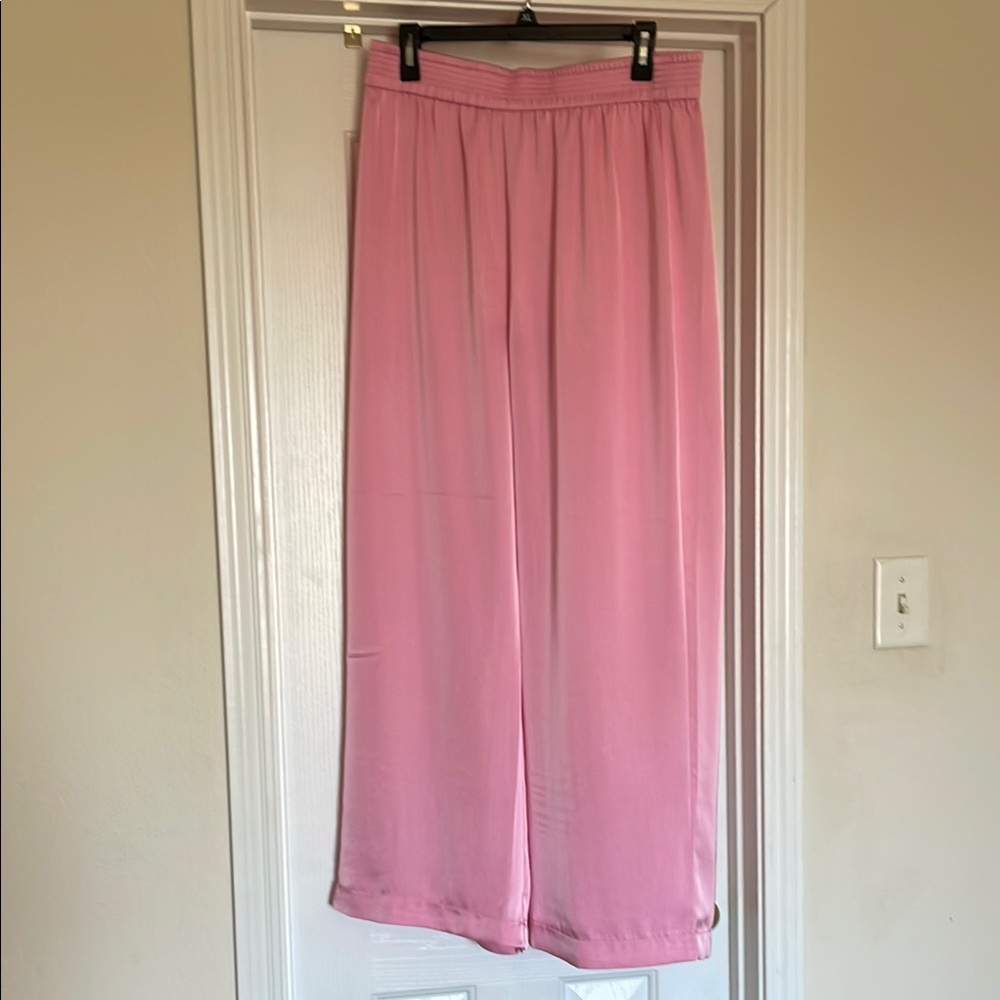 Pink satin pants